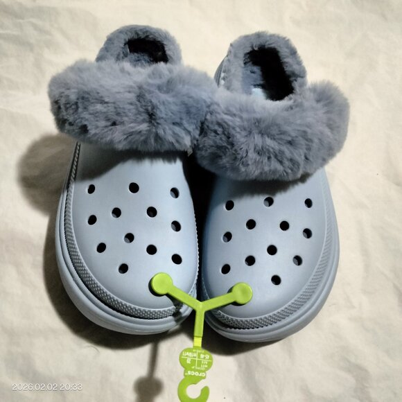 CROCS STOMP LINED CLOGS Calcite Blue Fuzzy Slip-On Chunky Unisex Shoes Mens 11 main image 5